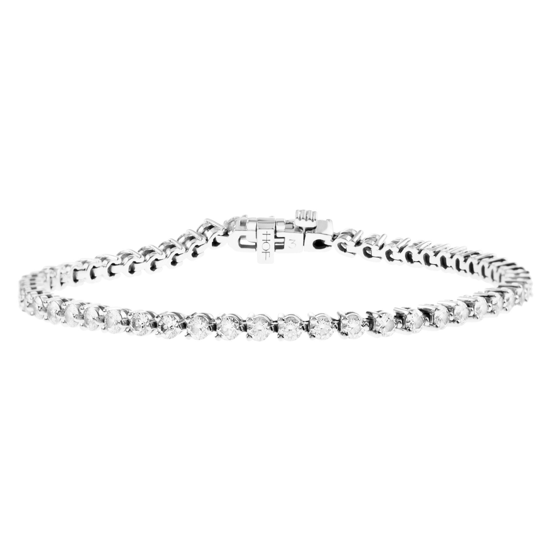 Heart on Fire Diamond line bracelet in 18k white gold 3.24cts (G