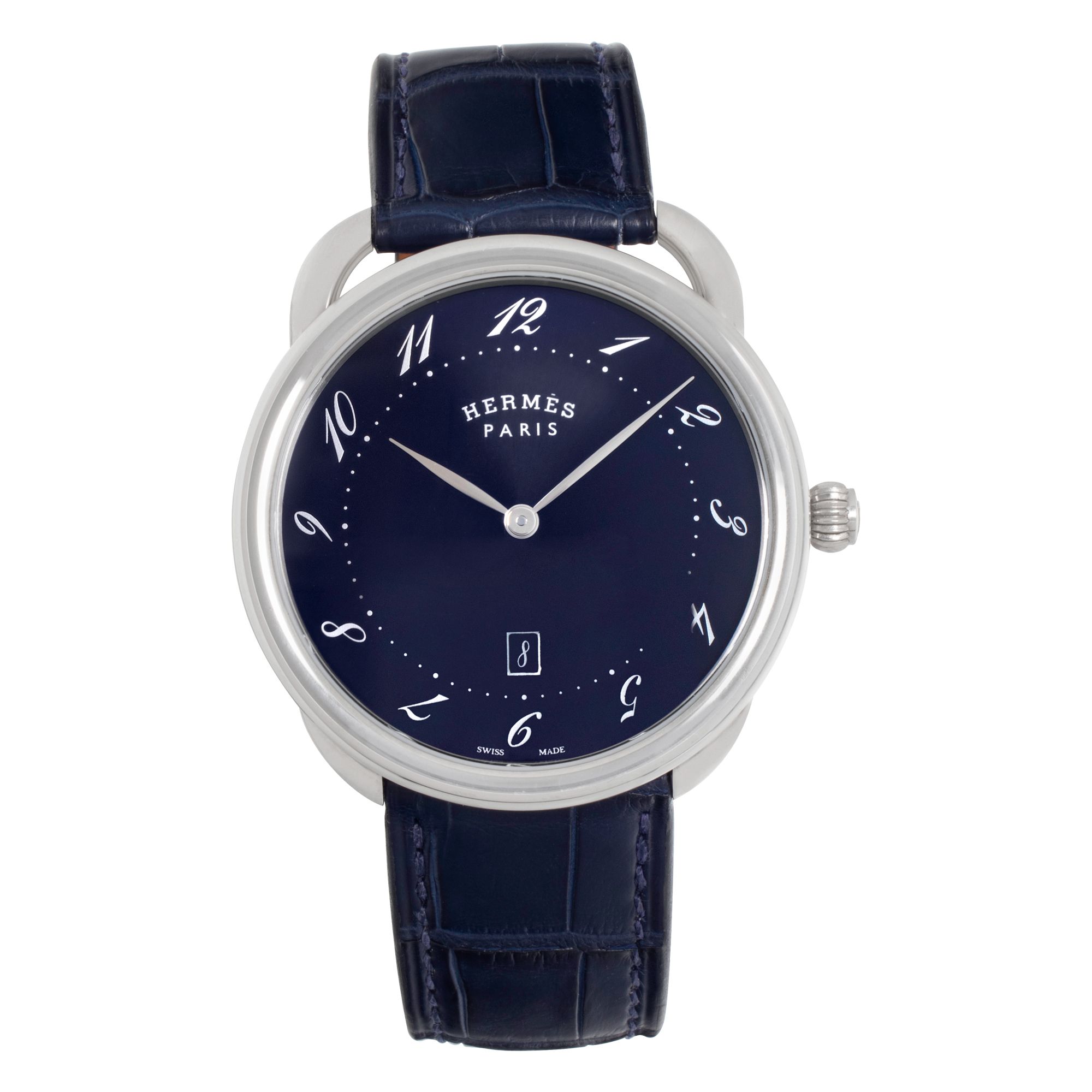 Used Hermes Arceau AR7Q.810 Stainless Steel Blue dial 40mm