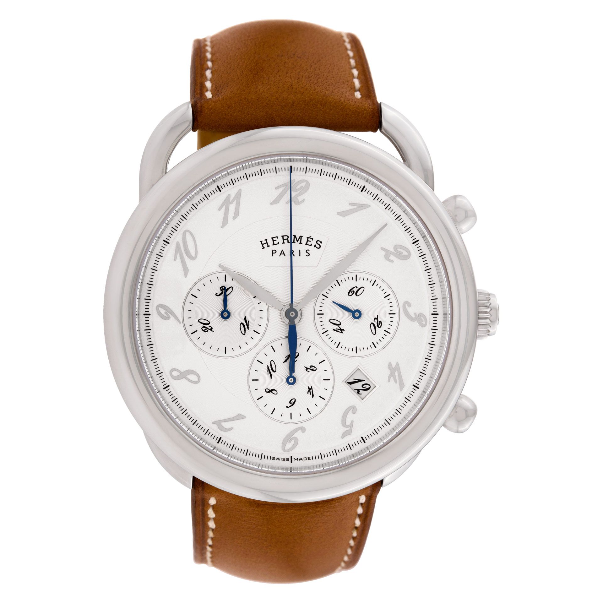 Pre-owned Hermes Arceau AR4.910a stainless steel 43mm auto