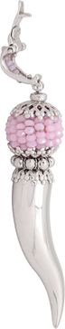 Horn pendant in 18k white gold with pink beads