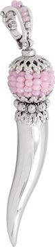 Horn pendant in 18k white gold with pink beads