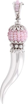 Horn pendant in 18k white gold with pink beads Horn pendant in 18k white gold with pink beads Necklace Collection