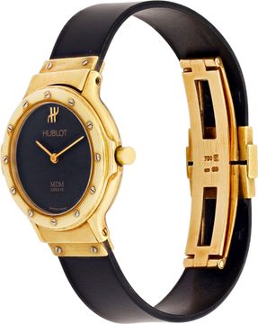Hublot M D M 1281.3 18k Yellow Gold Black dial 24mm Quartz watch