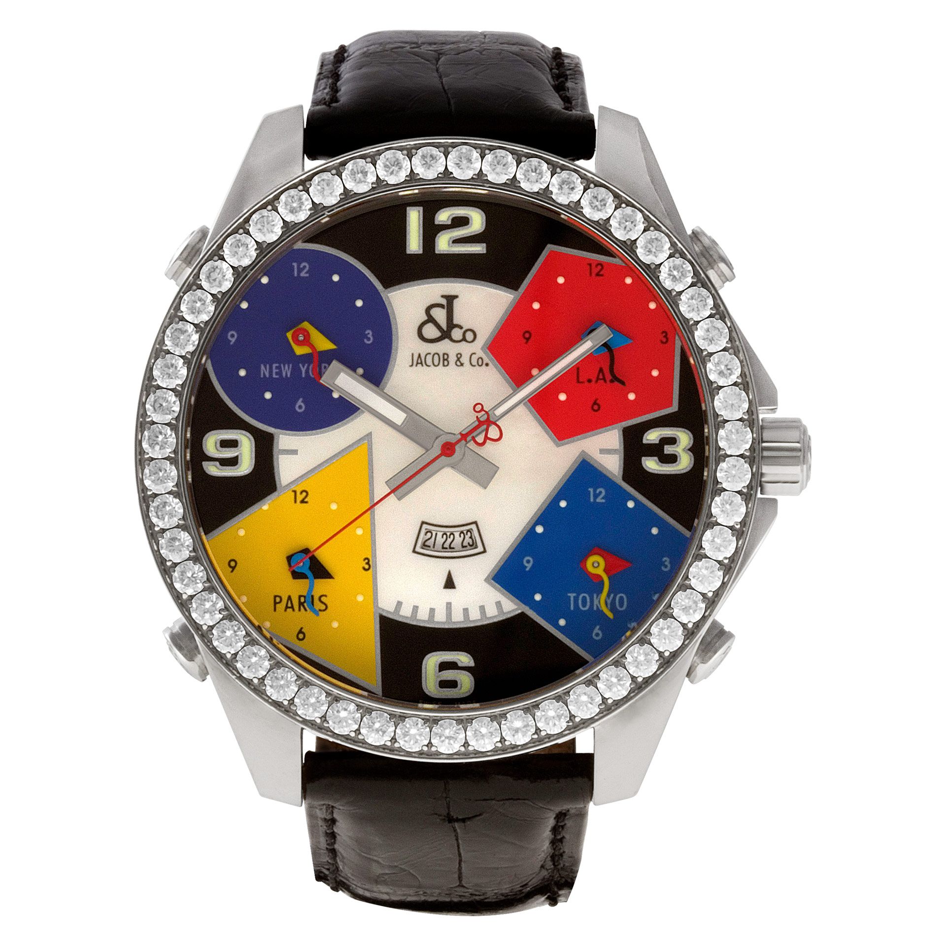 Preowned Jacob & Co. Five Time Zones JC-1, Steel, Mult dial,