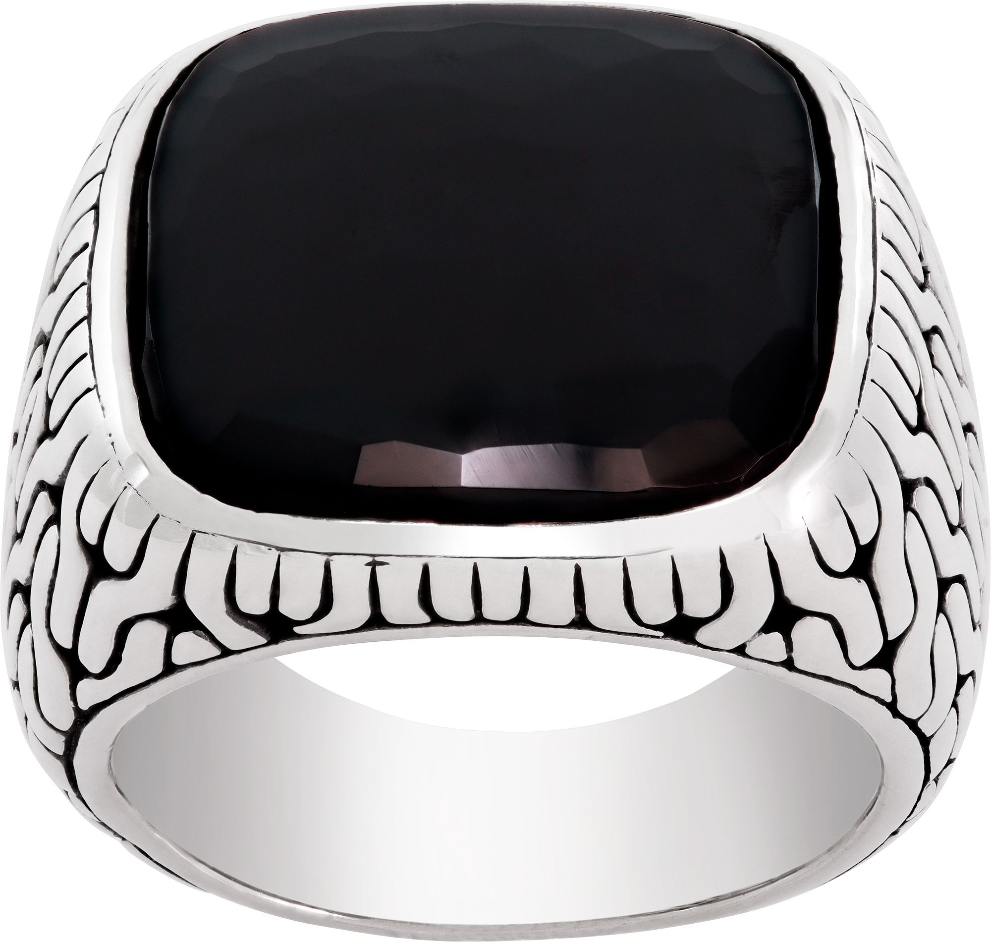 John Hardy Classic Chain Signet Ring with Black Onyx | Gray