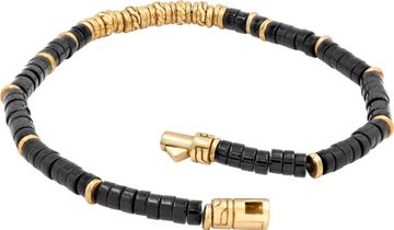 John Hardy Heishi bracelet with 14k yellow gold and onyx