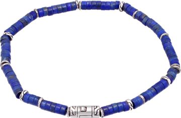 John Hardy Heishi lapis bracelet with sterling silver clasp. 8.5 inch length. 4.5mm width