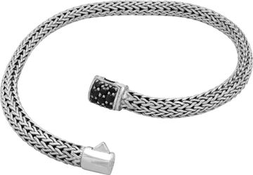 John Hardy Iconic Wheat bracelet in sterling silver with black sapphires