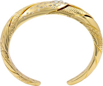 John Hardy Lahar Bangle in 18k yellow gold with diamonds