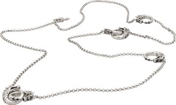 John Hardy Legends Naga Dragon 6- Pendant Necklace Black Gems