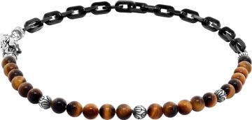 John Hardy Naga double wrap bracelet with Tigers eye beads and Sterling SIlver dragon head clasp. 19 inch length