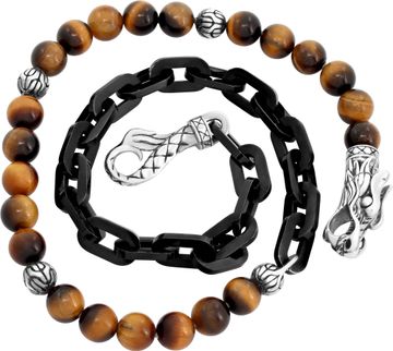 John Hardy Naga double wrap bracelet with Tigers eye beads and Sterling SIlver