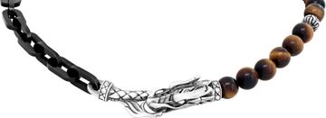 John Hardy Naga double wrap bracelet with Tigers eye beads and Sterling SIlver dragon head clasp. 19 inch length