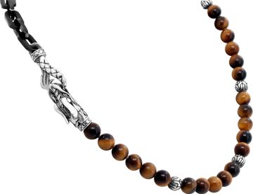 John Hardy Naga double wrap bracelet with Tigers eye beads and Sterling SIlver dragon head clasp. 19 inch length