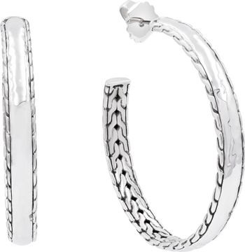 John Hardy "Palu" Collection Hammered Semi-Hoop Earrings in Sterling Silver Earring Collection
