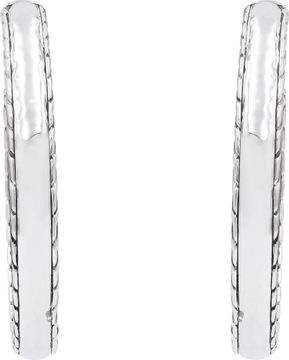 John Hardy "Palu" Collection Hammered Semi-Hoop Earrings in Sterling Silver