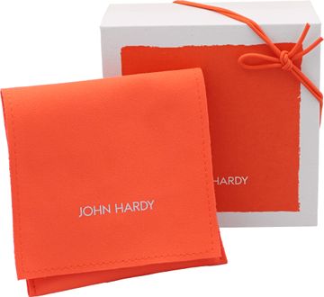 John Hardy woven leather bracelet with sterling silver clasp. Length 8.75 inches. Width 5.5mm