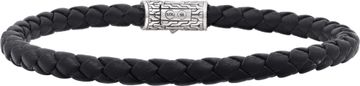 John Hardy woven leather bracelet with sterling silver clasp. Length 8.75 inches. Width 5.5mm Bracelet Collection