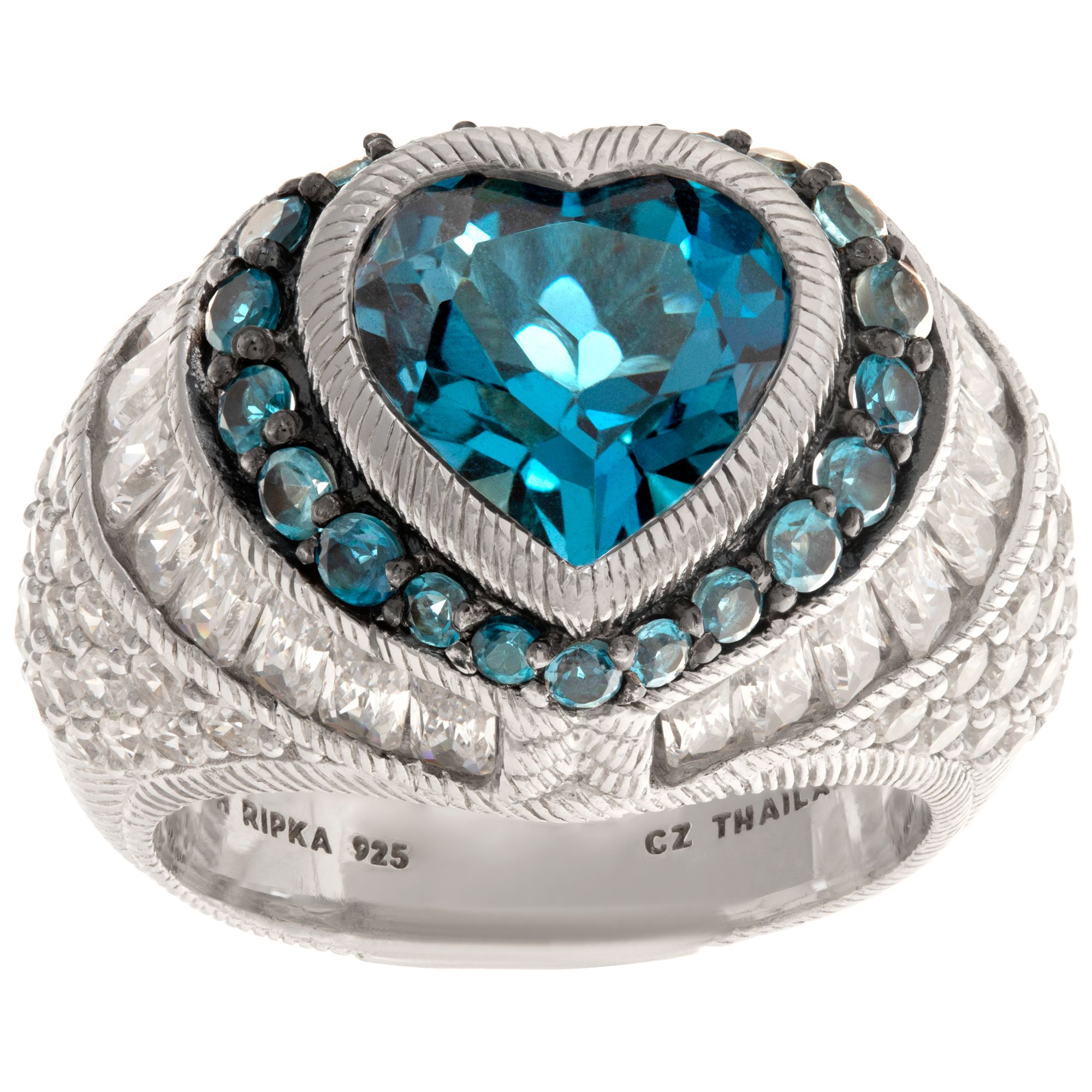 Judith Ripka London Blue Topaz heart-shaped ring in sterling silver