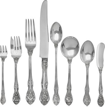 KING EDWARD Sterling Silver Flatware set patented in 1936 by Gorham- TOTAL: 111 PIECES- 8 place setting for 10 + 5 serving pieces Sterling Silver Collection