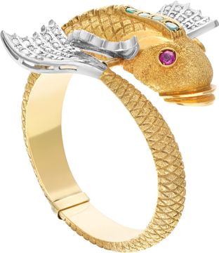 Koi Fish bangle in 18k yellow gold with 1 carat in diamonds.