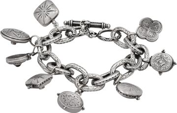 Charm Bracelet in sterling silver and 18k yellow gold.