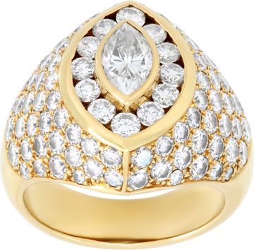 Kutchinsky 18K yellow gold diamond ring, total diamonds weight approx. 4.00 carats. All diamonds estimate E-F color, VVS clarity. Kutchinsky 18K yellow gold diamond ring, total diamonds weight approx. 4.00 carats. All diamonds estimate E-F color, VVS clarity.
