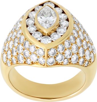 Kutchinsky 18K yellow gold diamond ring, total diamonds weight approx. 4.00 carats. All diamonds estimate E-F color, VVS clarity.