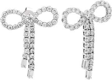 Ladies diamond bowtie earrings in 14k white gold