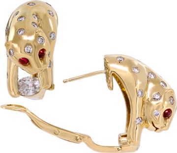 Leopard earrings in 18k yellow gold and diamonds