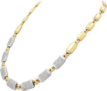 Lively and bright pavé diamond necklace in 14k yellow and white gold