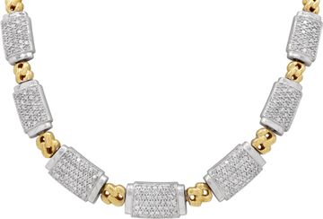 Lively and bright pavé diamond necklace in 14k yellow and white gold Necklace Collection