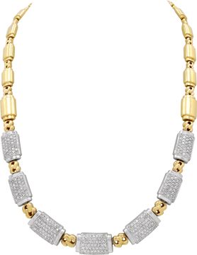 Lively and bright pavé diamond necklace in 14k yellow and white gold