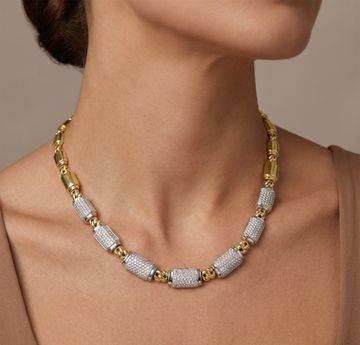 Lively and bright pavé diamond necklace in 14k yellow and white gold Lively and bright pavé diamond necklace in 14k yellow and white gold Necklace Collection