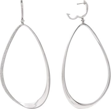 Long diamond earrings in 14k white gold