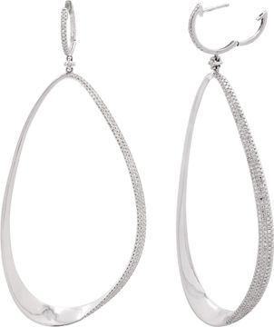 Long diamond earrings in 14k white gold