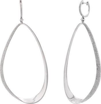 Long diamond earrings in 14k white gold