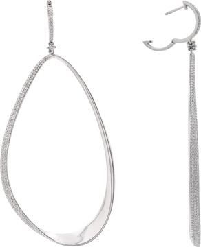 Long diamond earrings in 14k white gold