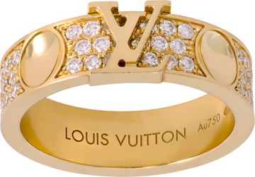 Louis Vuitton 18k yellow gold pave diamond ring