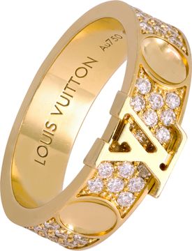 Louis Vuitton 18k yellow gold pave diamond ring