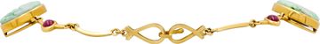 Luisa Di Gresy Collar Necklace With Matching Earrings With Carved Green Jades In 18k Yellow Gold