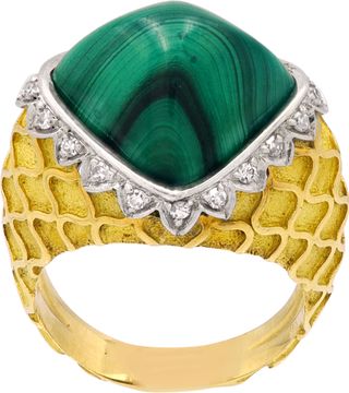 Malachite and Diamond Ring in 18k White and Yellow gold Malachite and Diamond Ring in 18k White and Yellow gold Ring Collection