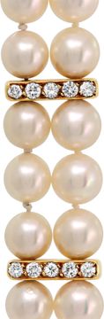"Martha Rocha" Aquamarine and Diamond Necklace with Double Pearl Strand in 18K Yellow Gold