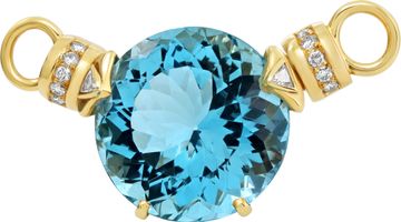 "Martha Rocha" Aquamarine and Diamond Necklace with Double Pearl Strand in 18K Yellow Gold