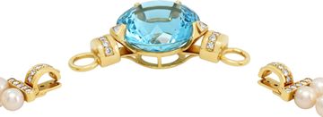 "Martha Rocha" Aquamarine and Diamond Necklace with Double Pearl Strand in 18K Yellow Gold