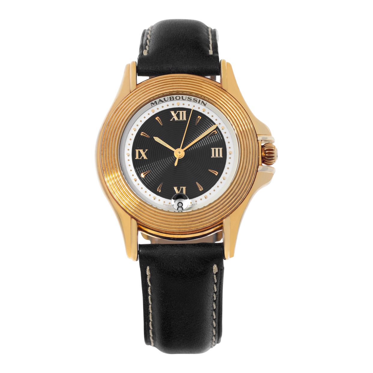 Mauboussin 02369 Mens Watch 36mm Automatic Black Dial Chronometer Date Swiss Vintage Mauboussin Automatic Watch, Palladium Steel, Swiss  main image 2