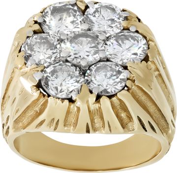 Mens Diamond Cluster Ring in 14k Yellow Gold
