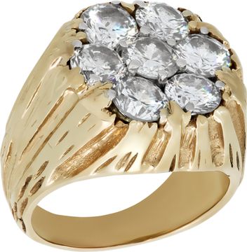 Mens Diamond Cluster Ring in 14k Yellow Gold