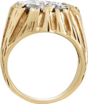 Mens Diamond Cluster Ring in 14k Yellow Gold