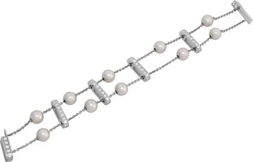 Mikimoto 18K white gold pearl and diamond bracelet